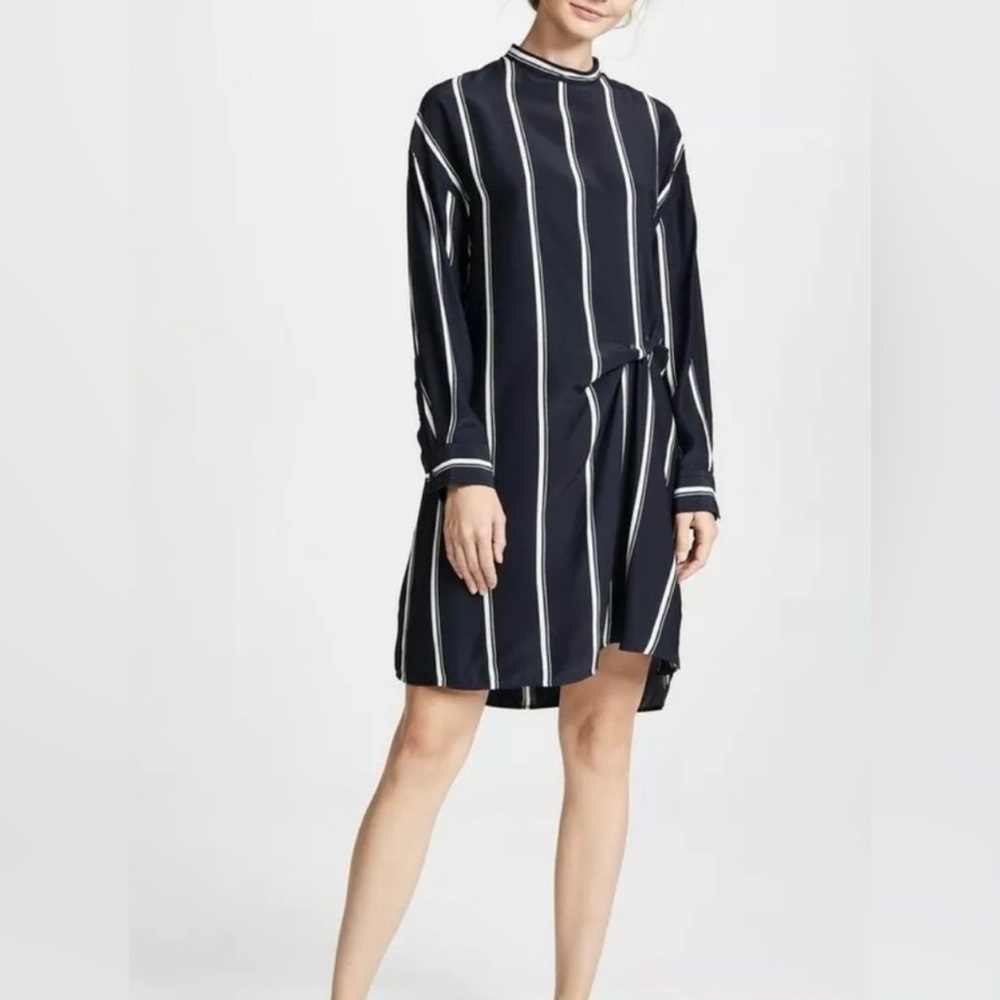 Rag & Bone Navy and White Long Sleeve Dress